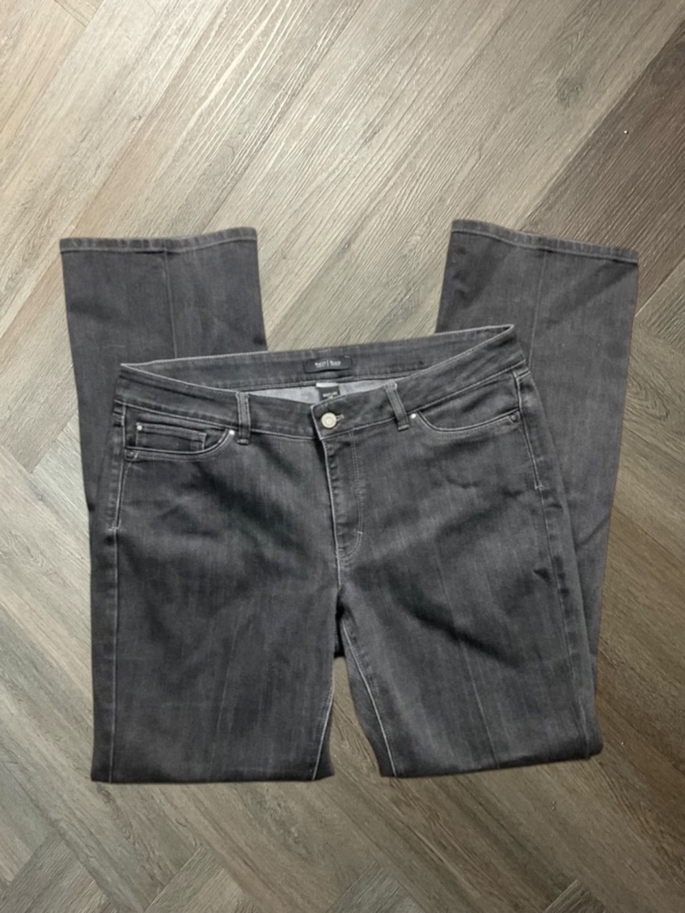 White House Black Market Contour Boot Cut Classic Jeans Women 14R Dark Wash Blue